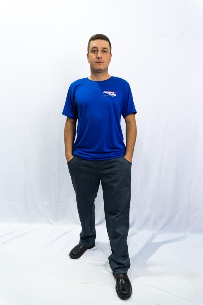 Camiseta azul personalizada, vista de frente