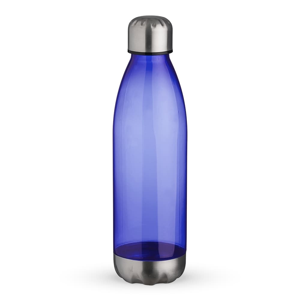 Squeeze acrílico azul com tampa e base de inox